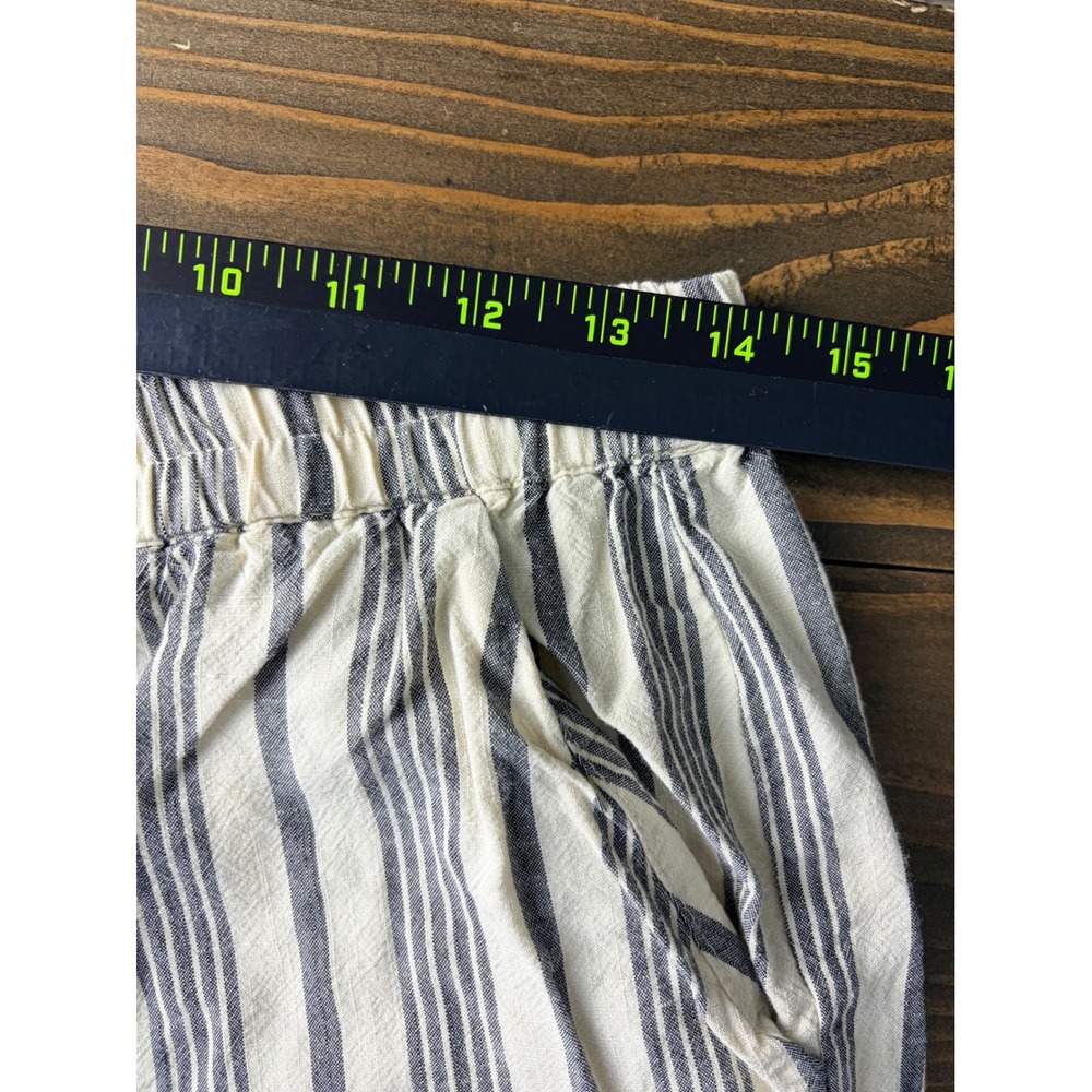 Marine Layer Allison Pants Women M Crop Cream Navy Stripe Tencel Pull On Pockets - Picture 3 of 12
